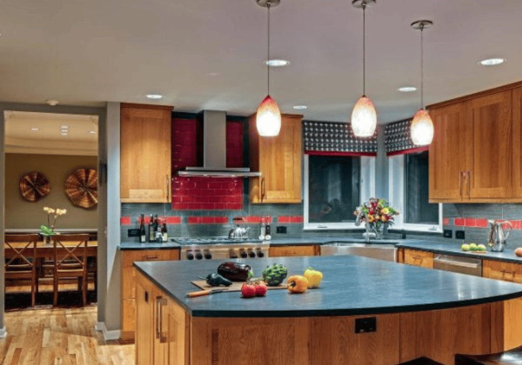 photo of red striped kitchen feature image